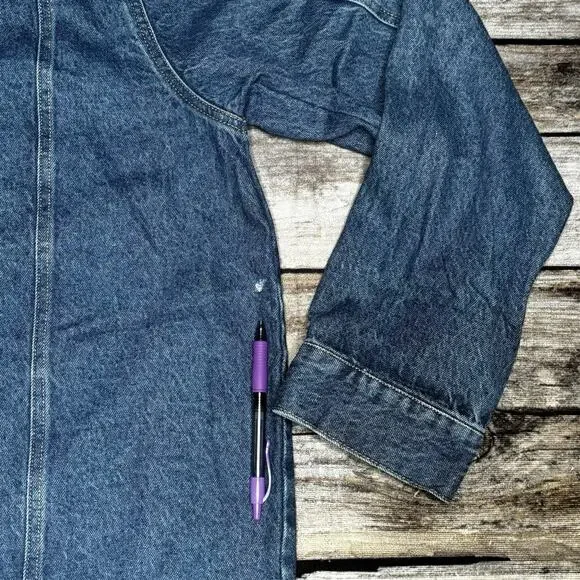 Atlas For Men Dark Blue Wash Denim Jacket Outdoors Patches Embroidered Size 4XL - Picture 14 of 14